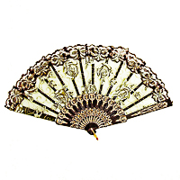 Elegant Rose Flower Lace Handheld Folding Hand Fan for Dancing and Costumes