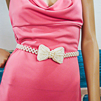 Pearl Belt with Three Rows and Bow Clasp
