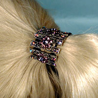 Metal Ponytail Bob with Colored Rhinestone Crystals