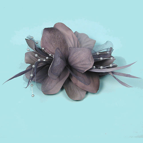 Flower Feather Beaded Clip and Pin Hair Accessory, a fashion accessorie - Evening Elegance