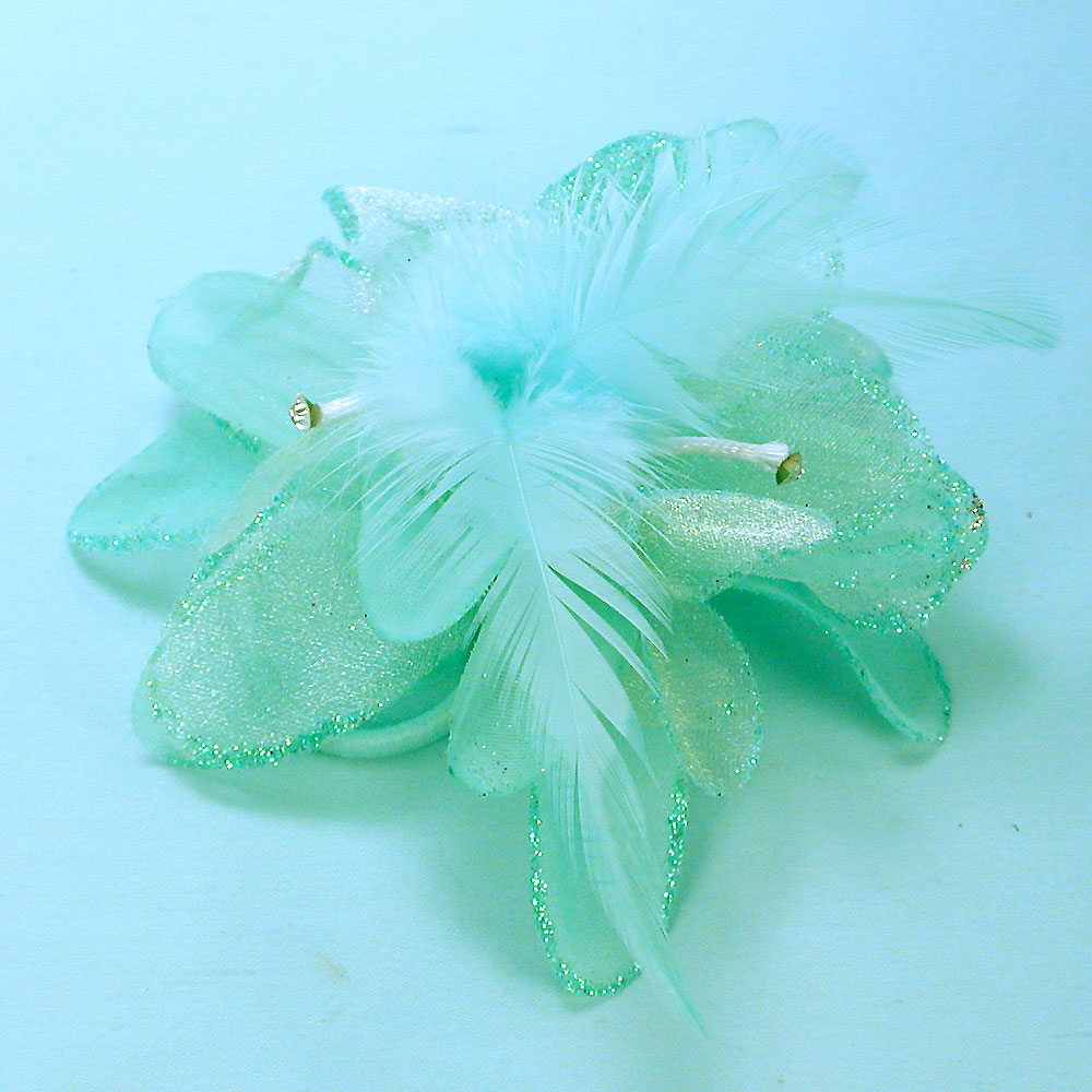 Chiffon, Net, Feather and Glitter Hair Clip, a fashion accessorie - Evening Elegance