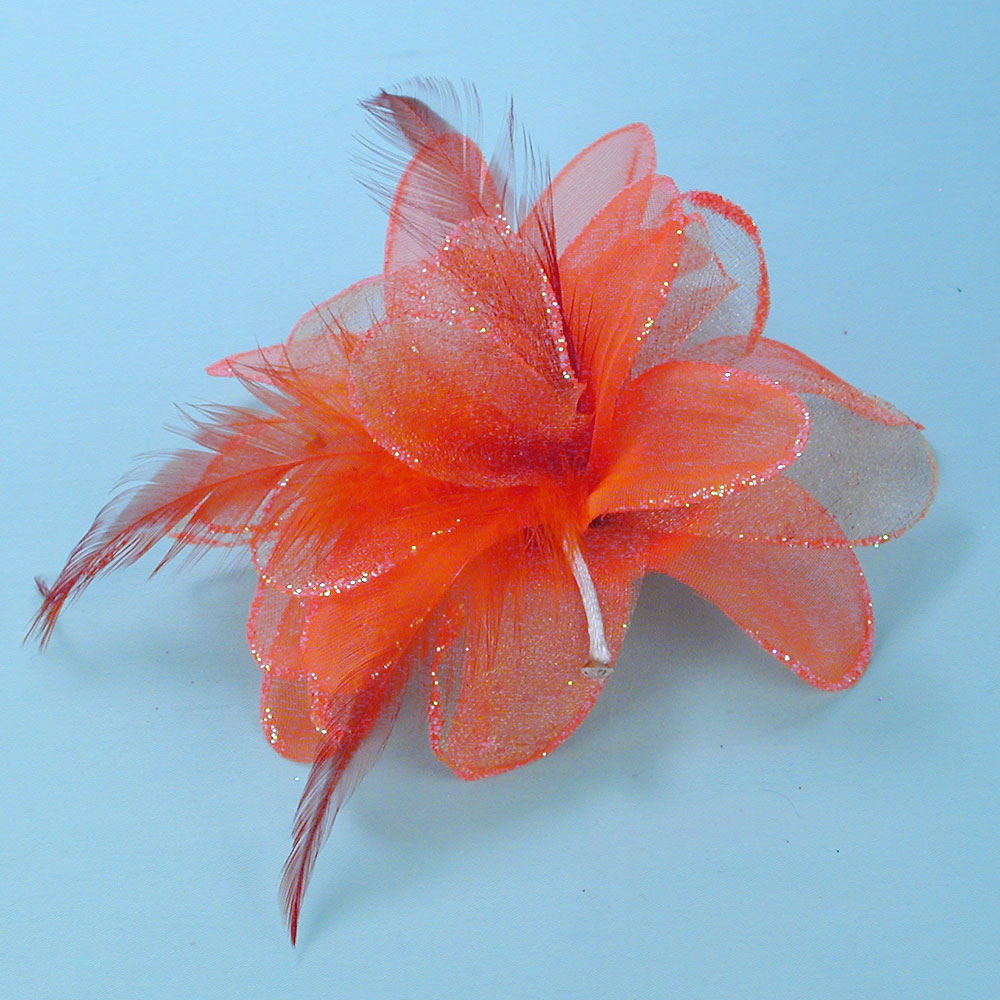 Chiffon, Net, Feather and Glitter Hair Clip, a fashion accessorie - Evening Elegance