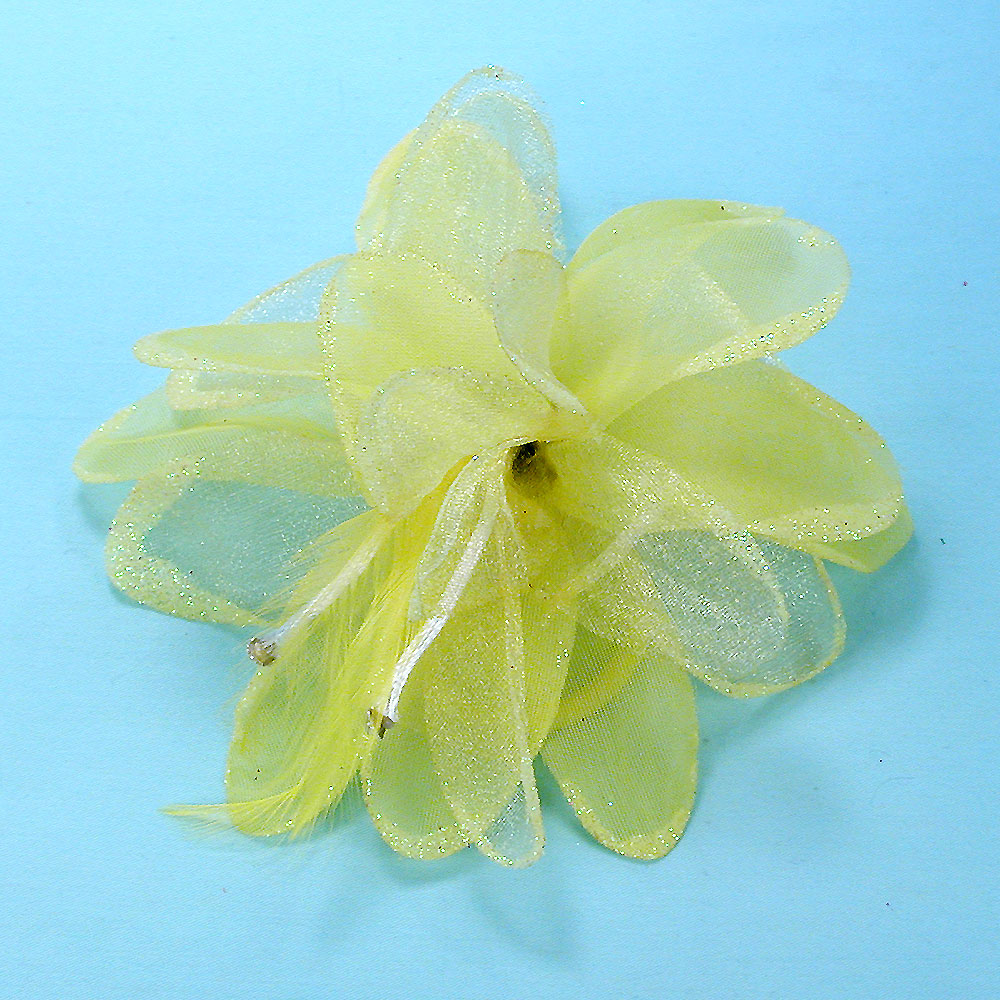 Chiffon, Net, Feather and Glitter Hair Clip, a fashion accessorie - Evening Elegance