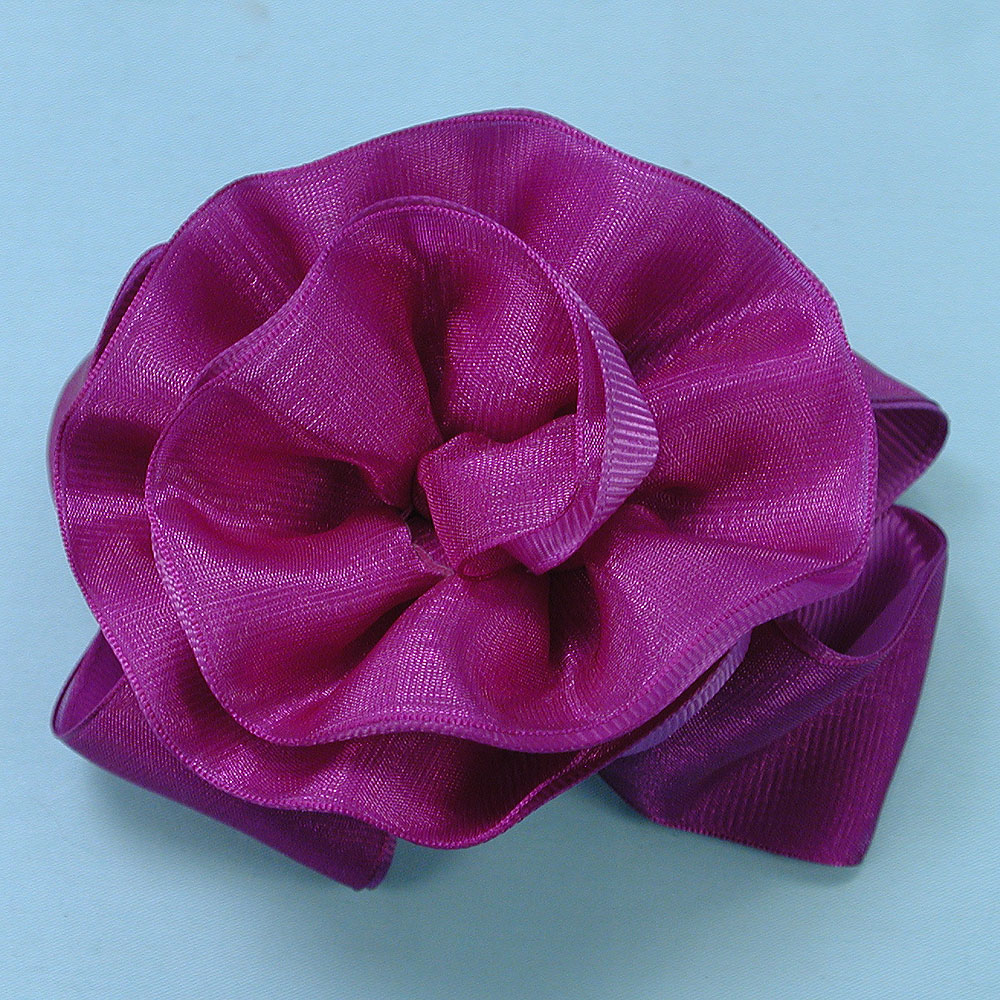 Grosgrain Flower Hair Bow, a fashion accessorie - Evening Elegance