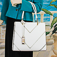 Large Chevron Design Shoulder Handbag with Matching Wrist Wallet