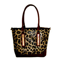 Large Leopard Shoulder Handbag with Matching Makeup Bag