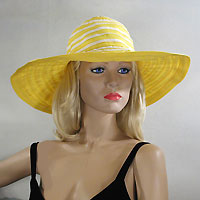 Fabric Striped Sun Hat with Shaping Wire