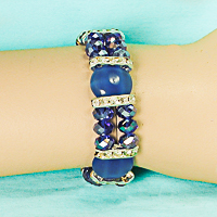 Blue Cabacho and Iridescent Bracelet with Silver