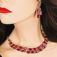 Crystal Rhinestone Chocker Necklace Earrings Set