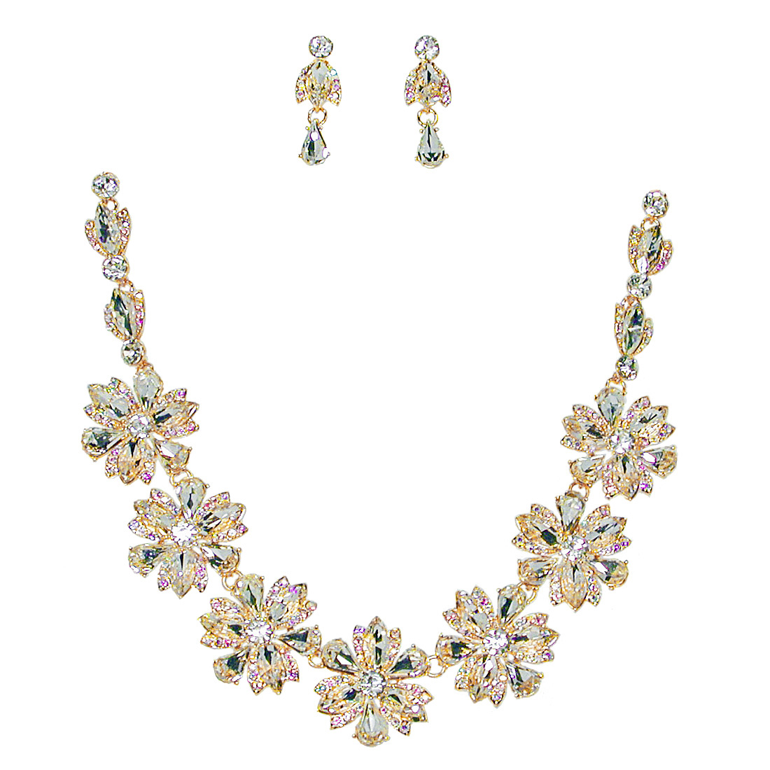 Christmas Large Chrystal Rhinestone Necklace Earrings Set, a fashion accessorie - Evening Elegance