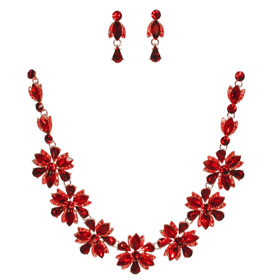 Christmas Large Chrystal Rhinestone Necklace Earrings Set, a fashion accessorie - Evening Elegance