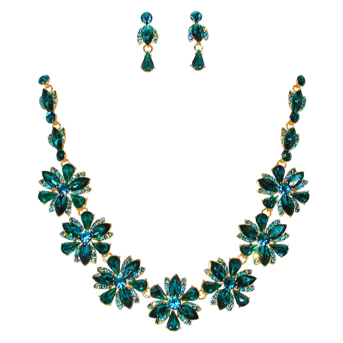 Christmas Large Chrystal Rhinestone Necklace Earrings Set, a fashion accessorie - Evening Elegance