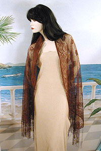 Large Oblong Shawl with Lace Design 
