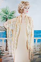 Sheer sequined Embroidered Oblong Shawl Wrap