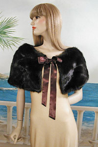 Faux Fur Capelet Wrap with Satin Bow