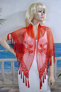 Embroidered, Beaded and Sequined Triangle Shawl or Wrap 