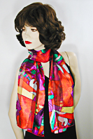 Picasso Long Silky Print Neck Scarf Wrap