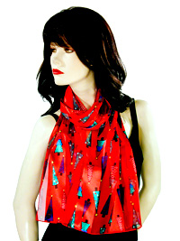 Red Christmas Tree Long Neck Scarf