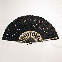 Fans with Colorful Sequins on a Black Background