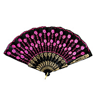 Fans with Colorful Sequins on a Black Background