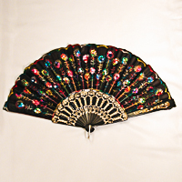 Fans with Colorful Sequins on a Black Background