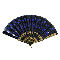 Fans with Colorful Sequins on a Black Background