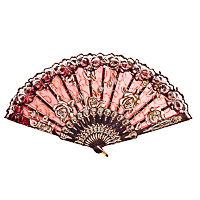 Elegant Rose Flower Lace Handheld Folding Hand Fan for Dancing and Costumes
