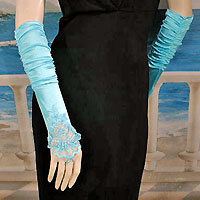 Embroidered Satin Fingerless Gloves
