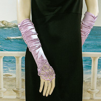 Embroidered Satin Fingerless Gloves