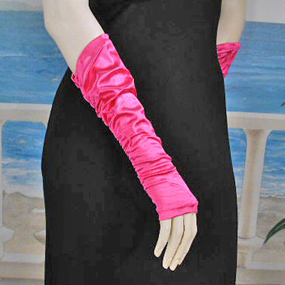 Fingerless Shirred Satin Gloves, a fashion accessorie - Evening Elegance