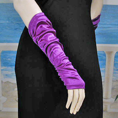 Fingerless Shirred Satin Gloves, a fashion accessorie - Evening Elegance