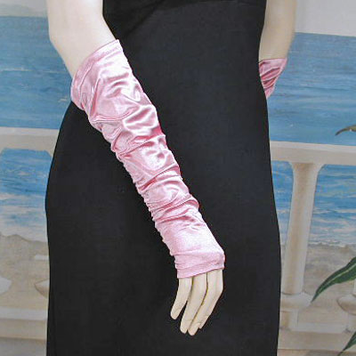 Fingerless Shirred Satin Gloves, a fashion accessorie - Evening Elegance