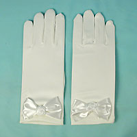 Matte Satin Gloves with Bow for Children Ages 3-6