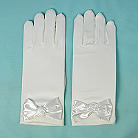 Matte Satin Gloves with Bow  for Children Ages 7-14