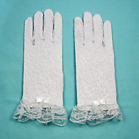 Lace Wrist Gloves with Ruffle for Children Ages 8-12
