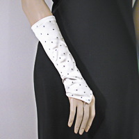 Rhinestone Studded Long Fingerless Satin Stretch Gloves