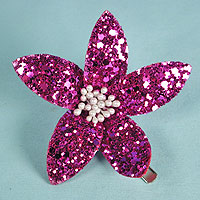 Glitter Flower Hair Clips with Wired Petals