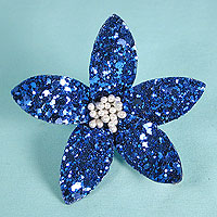 Glitter Flower Hair Clips with Wired Petals