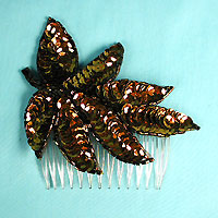 Sequined and beaded comb