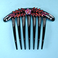 Large Comb with Colored Rhinestones