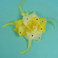 Large Rose Flower Hair Clip wih Feathers