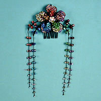 Multicolored Crystal Rhinestone Flower Comb