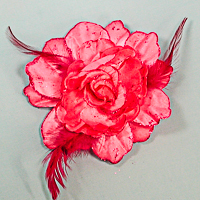 Large Flower and Feathers Hair Clip and Ponytail Holder