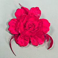 Large Flower and Feathers Hair Clip and Ponytail Holder