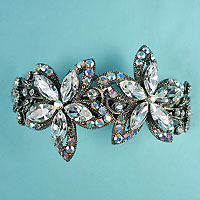 Large Crystal Rhinestone Flower Barrette