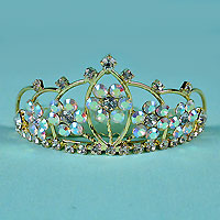 Gold Crown with Aurora Borealis Crystals