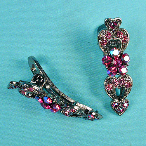 Set of Two Small Rhinestone Hair Clips, a fashion accessorie - Evening Elegance