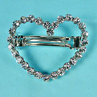 Large Heart Shaped Rhinestone Barrette