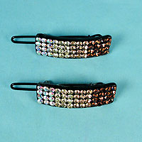 Set of Two Small Crystal Rhinestone Barrettes