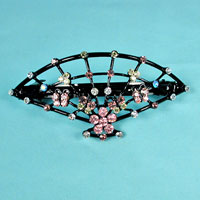 Fan Barrette with Crystal Rhinestones